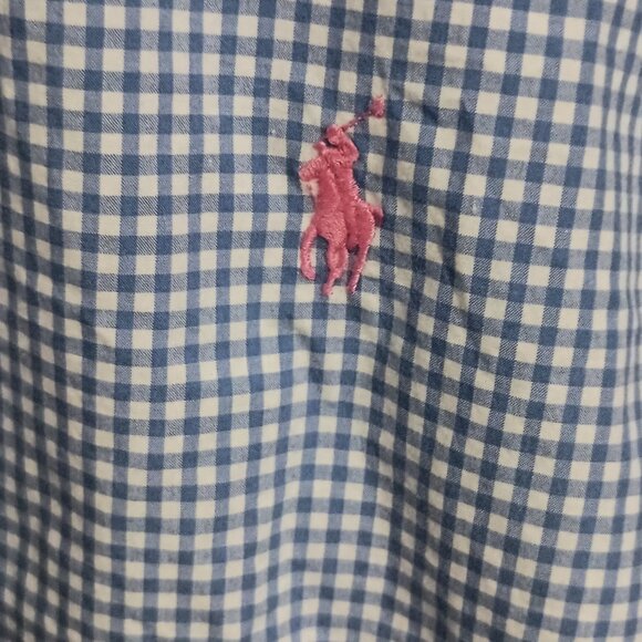 Ralph Lauren Men's Long Sleeve Button Down Shirt Size Large Blue/White Checked - Picture 5 of 10
